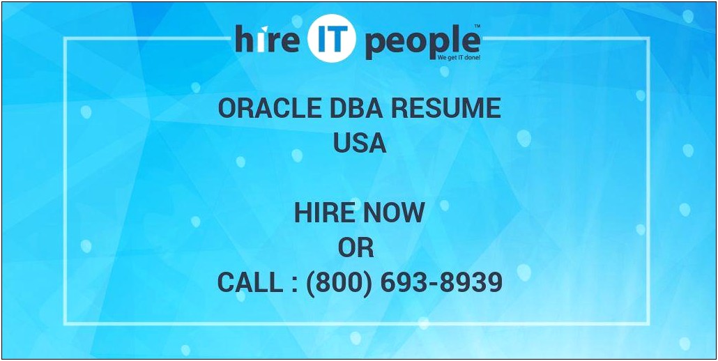 Oracle Oem13c Experience Bullet Points For Resume