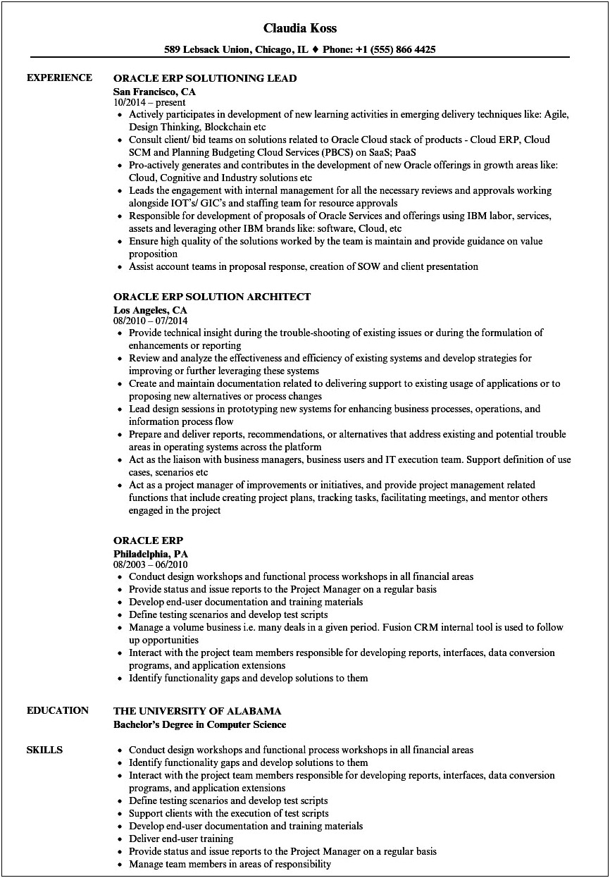 Oracle Order Management Functional Consultant Resume
