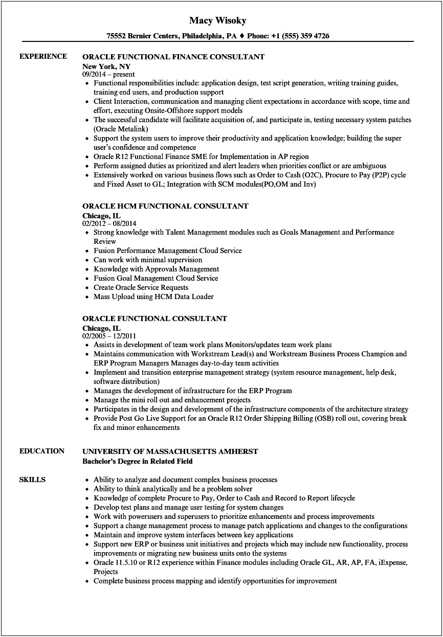 Oracle Order Management Technical Resume