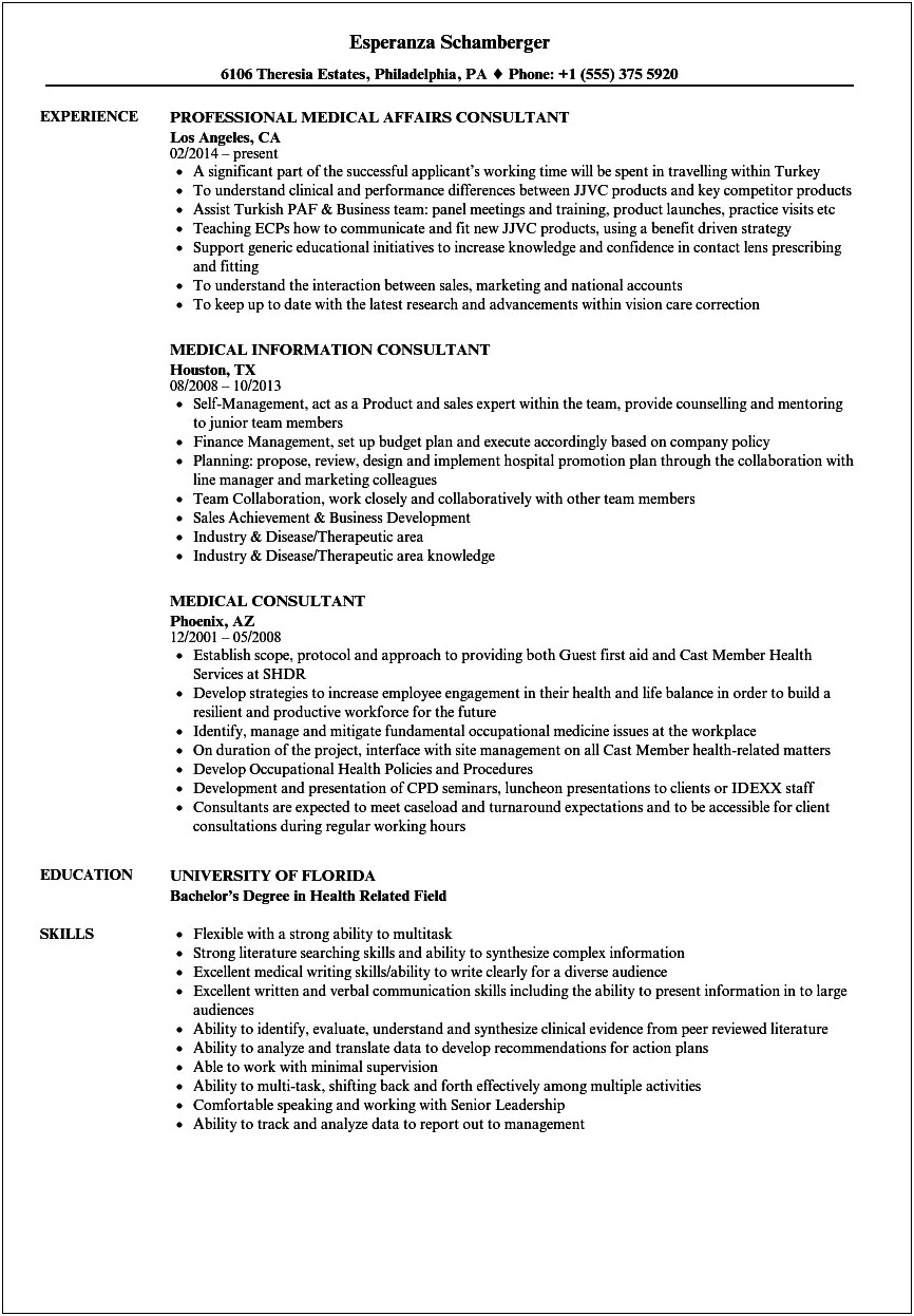 Oral Health Consultant Resume Samples