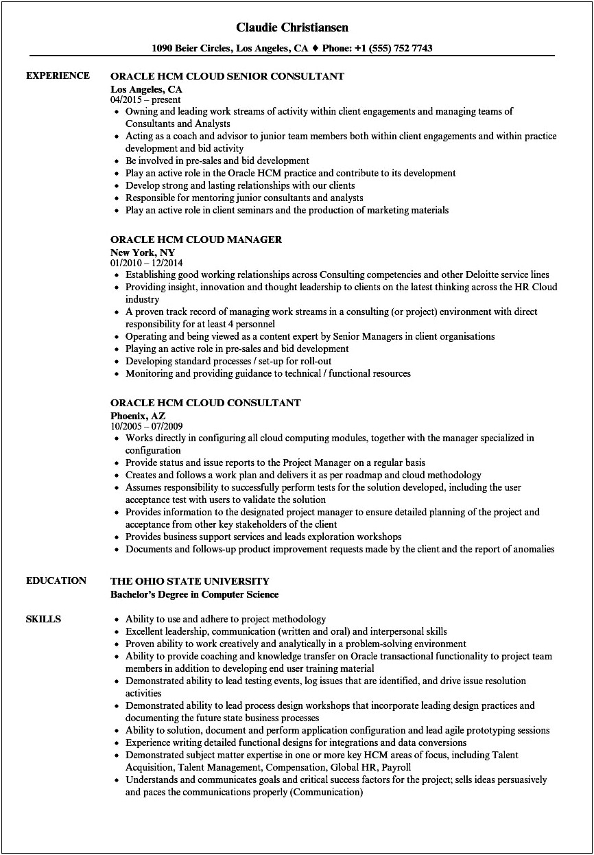 Order Management Oracle Functional Resume