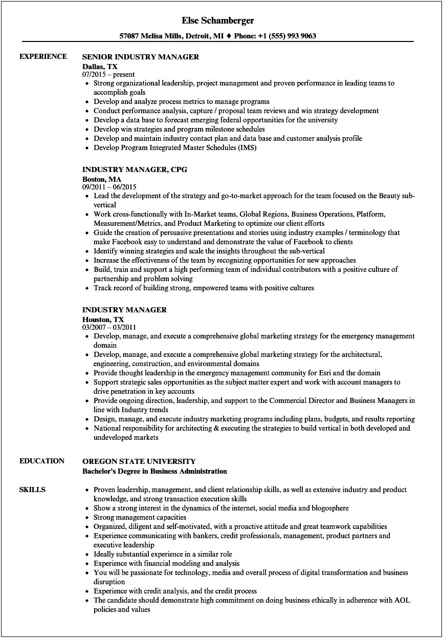 Oregon State Insight Resume Examples