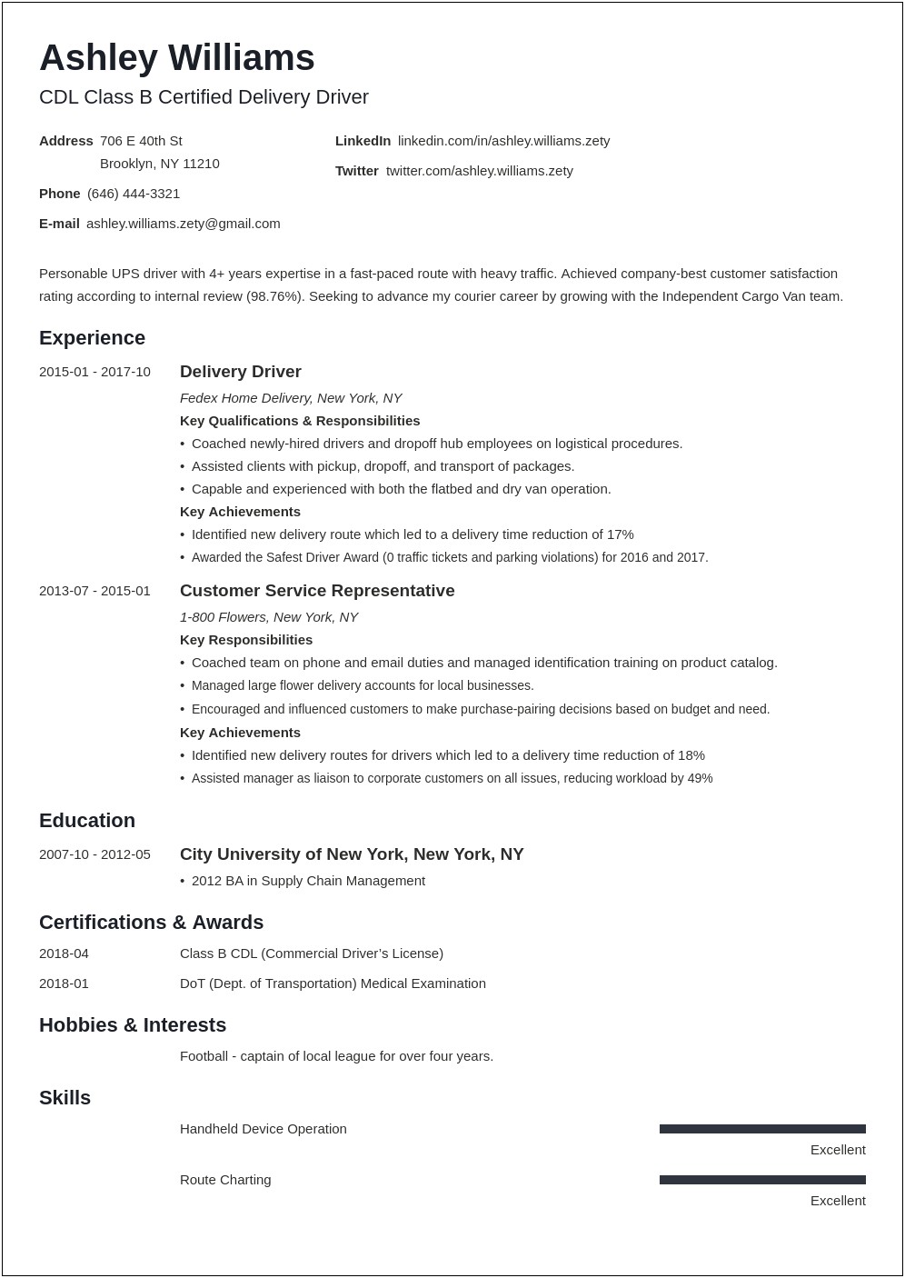 Oreillys Delivery Driver Job Description Resume