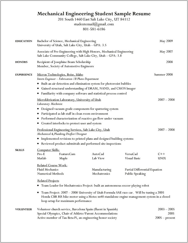 Out Of College Resume Objective
