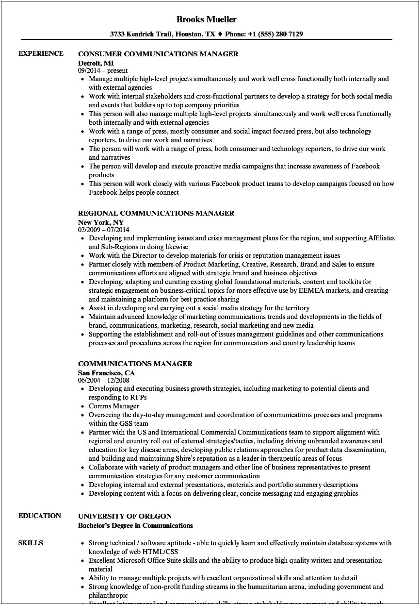 Outreach And Communications Coordinator Sample Resume