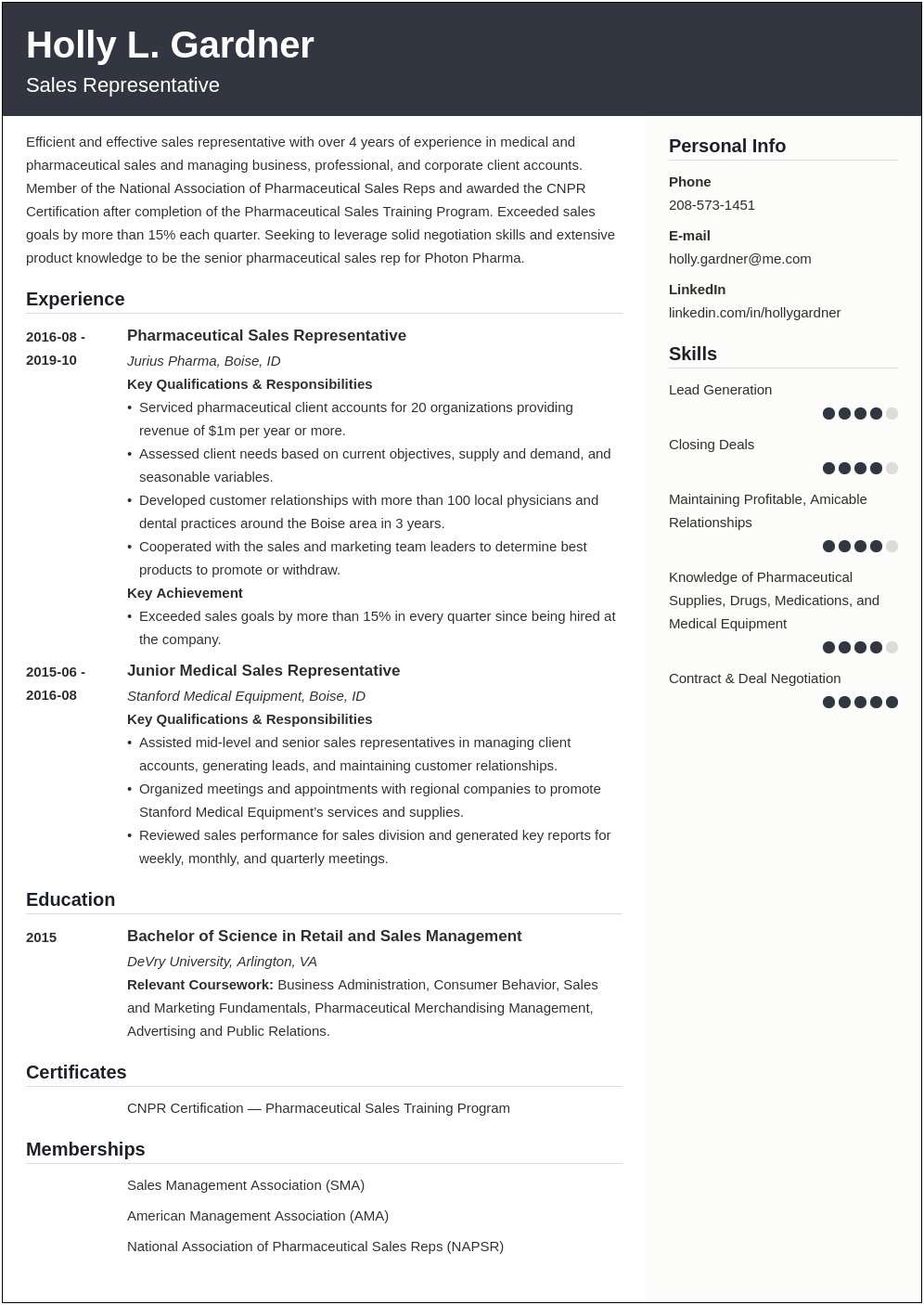 Outside Sales Resume Examples 2019