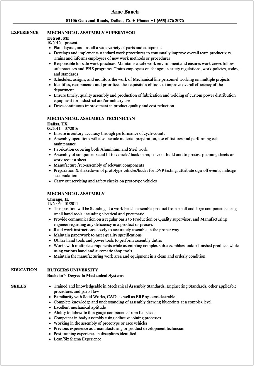 Pallet Assembler Job Description For Resume