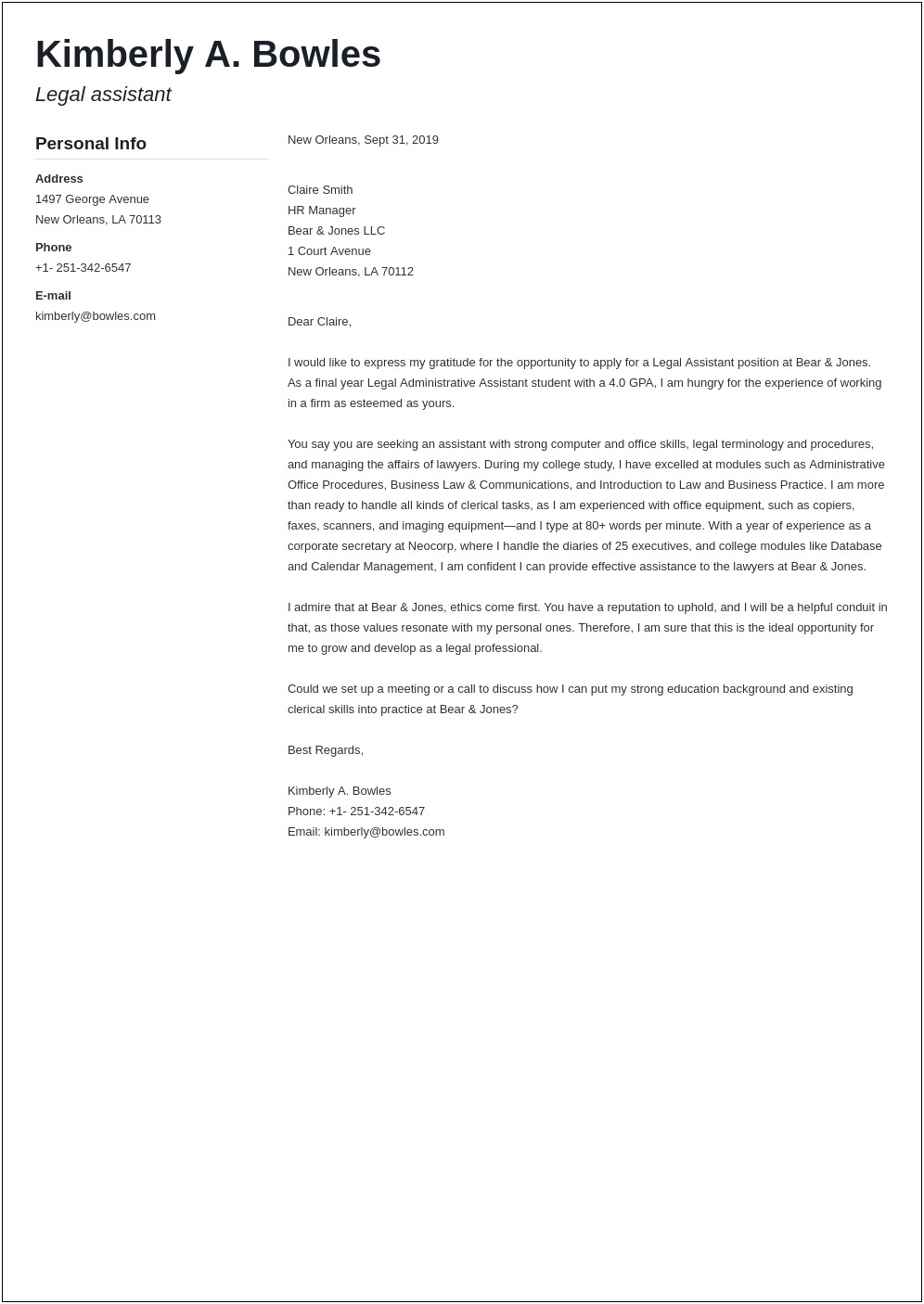 Paralegal Resume Cover Letter No Experience