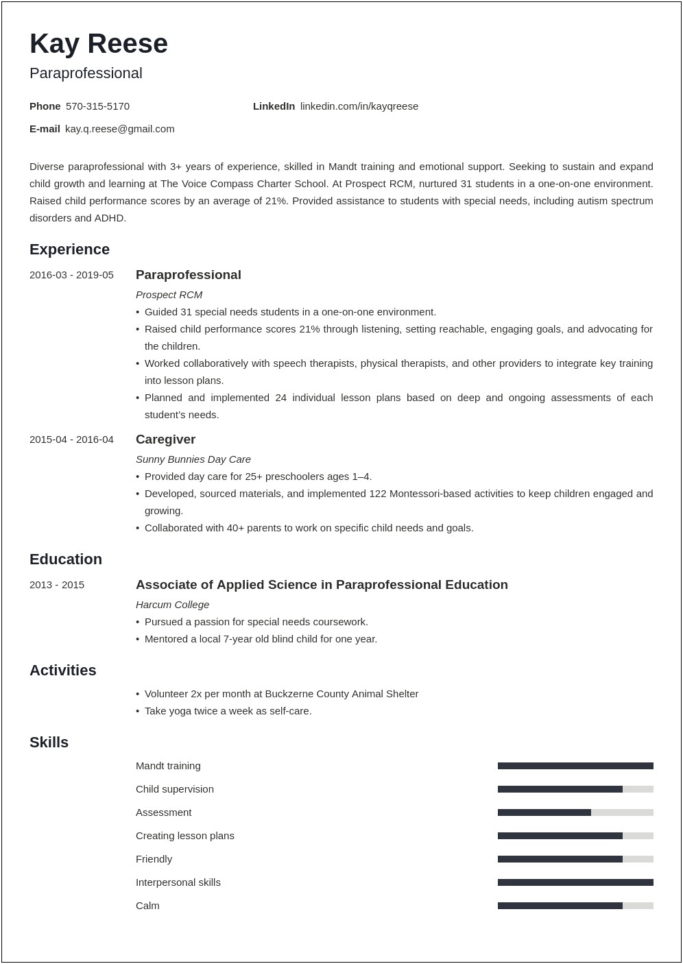 Paraprofessional Job Description For Resume