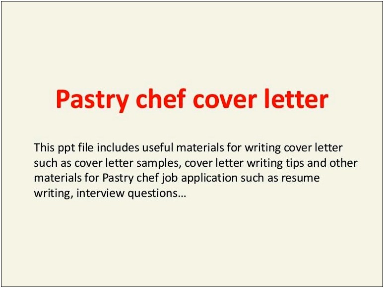 Pastry Chef Job Description For Resume