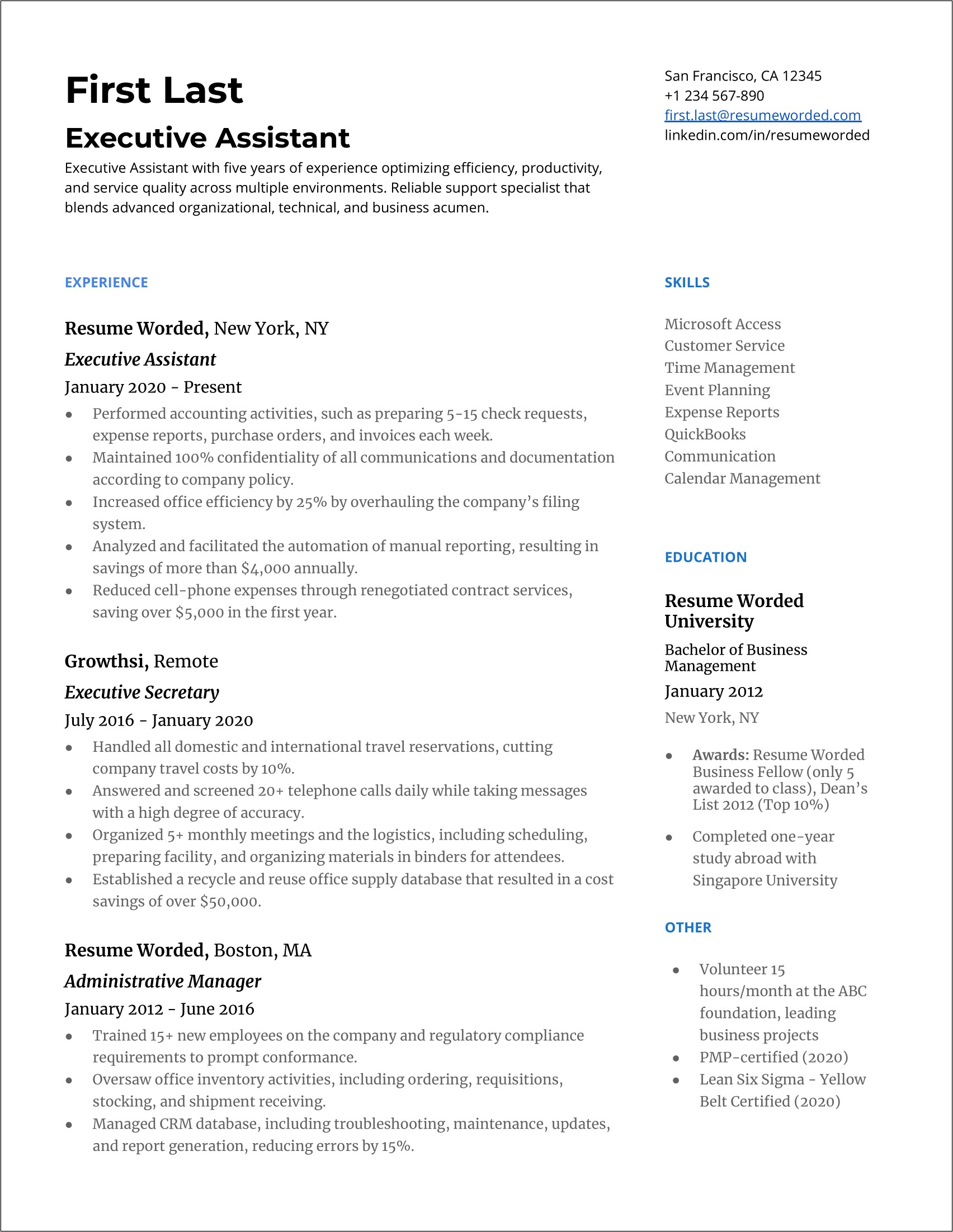 Paying & Receiving Assistant Resume Examples