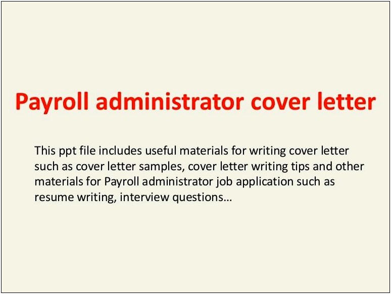 Payroll Administrator Job Description On Resume