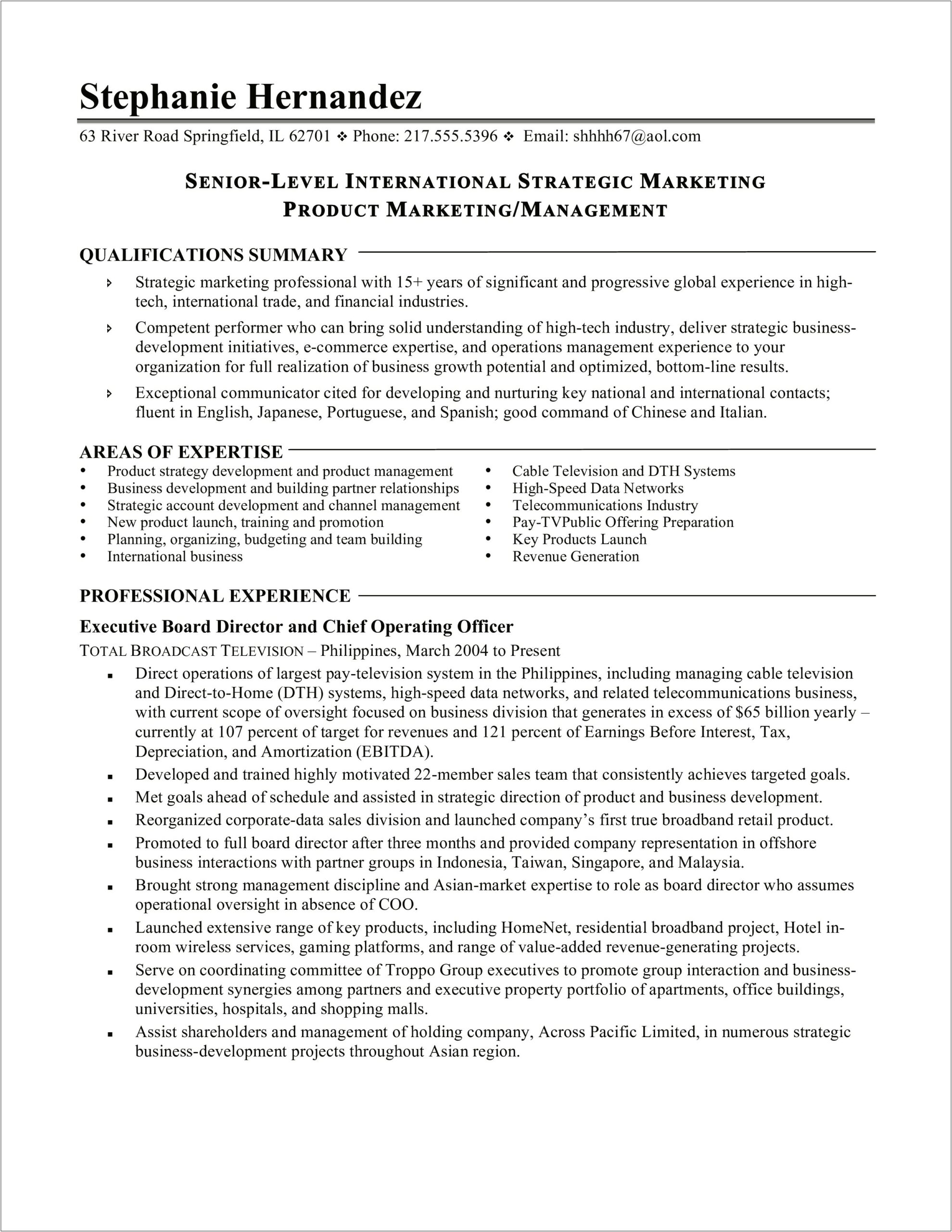 Payroll System Sales Manager Resume