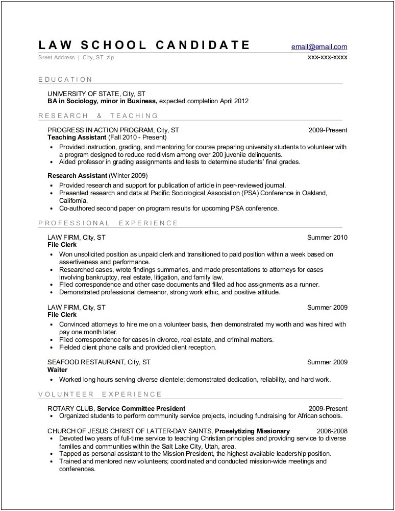 Penn Law Transfer Sample Resume