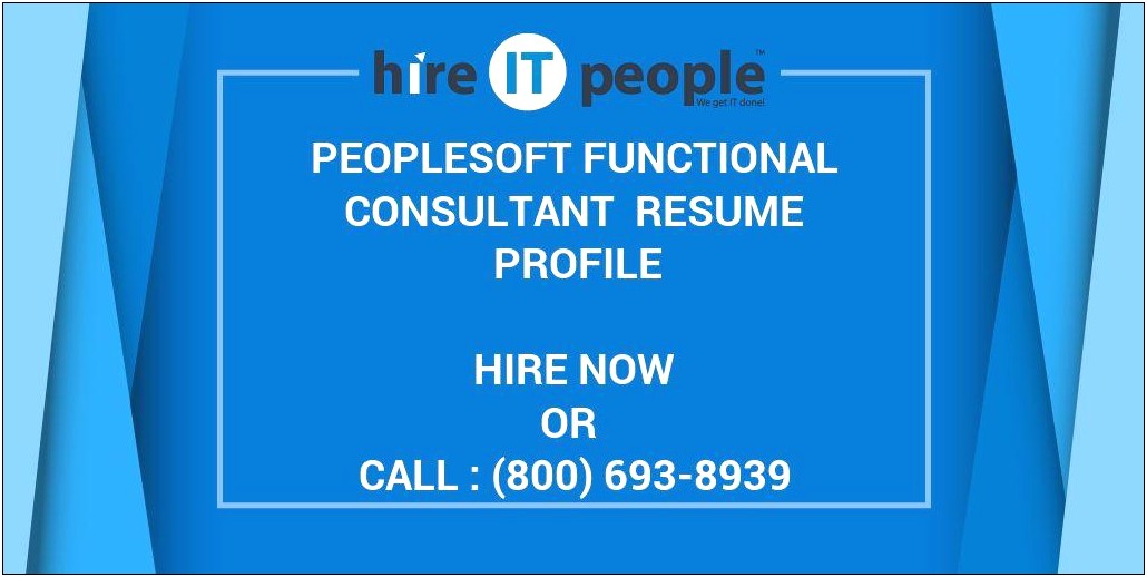Peoplesoft Functional Consultant Resume Sample