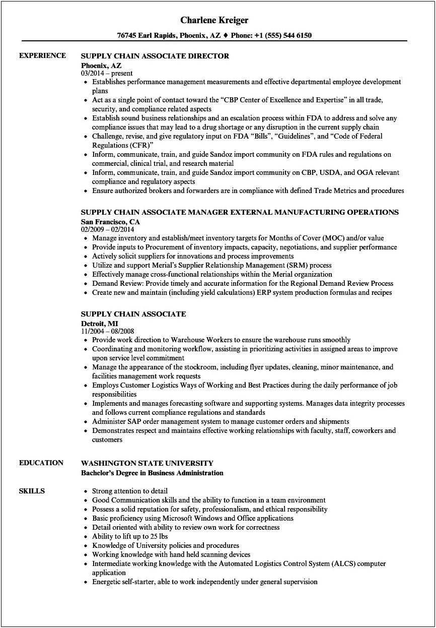 Peoplesoft Supply Chain Resume Examples