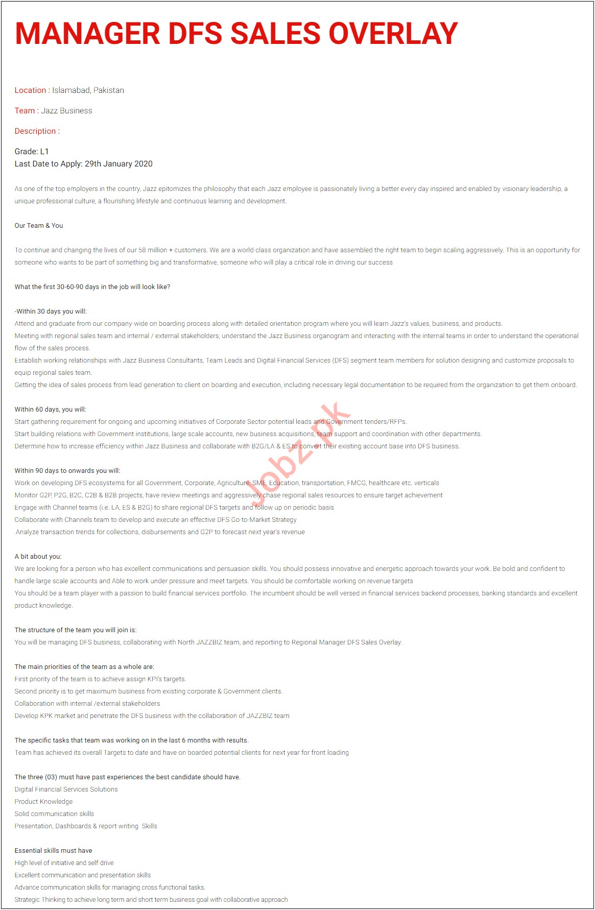 Peoprity Manager Resume In Pakistan