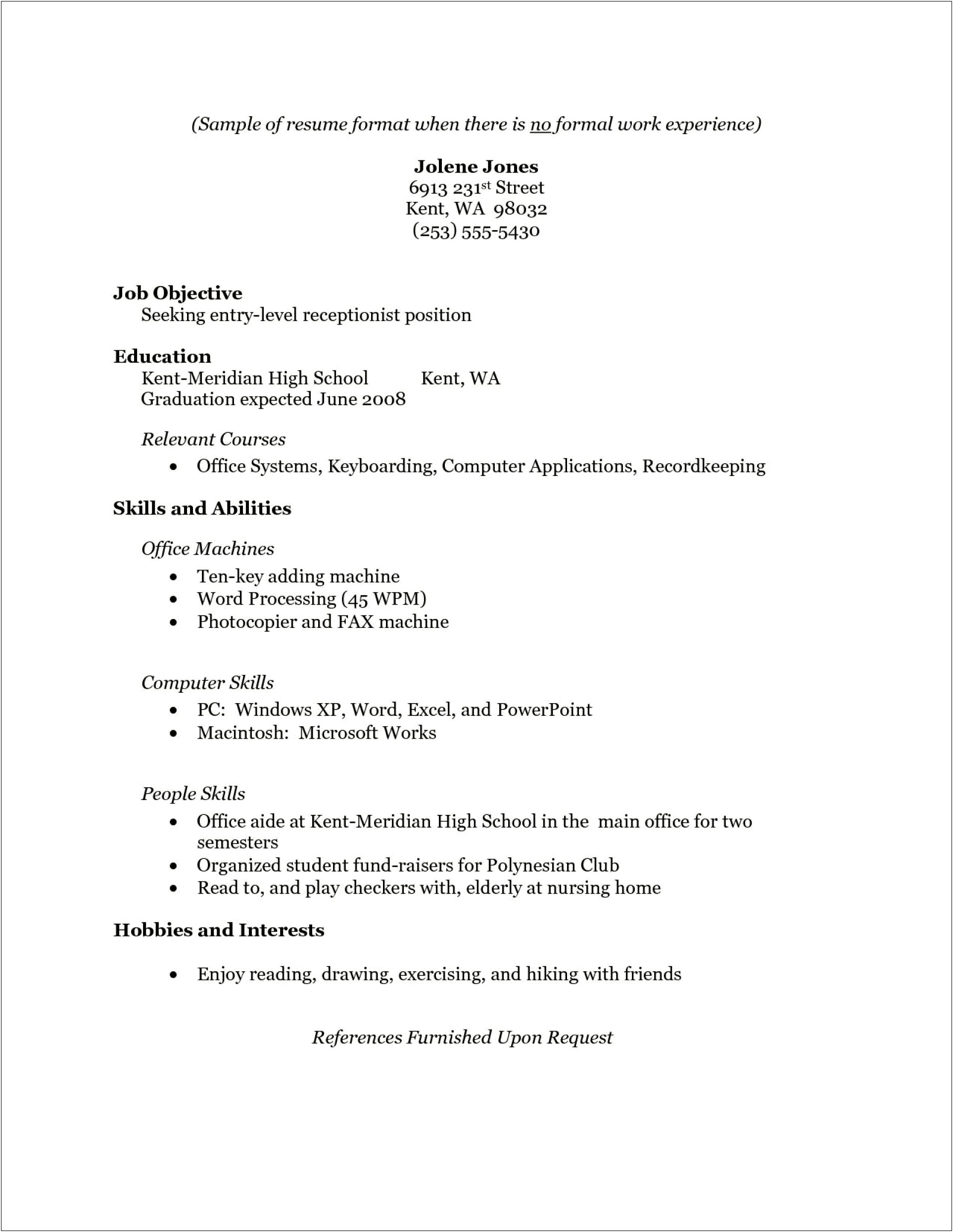 Perfect Resume Example For A Beginner