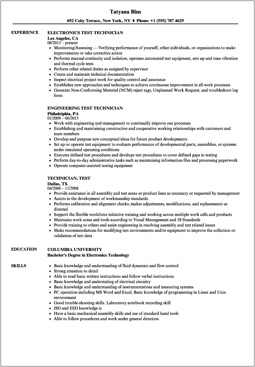 Performance Tester With Destructive Testing Experience Resume