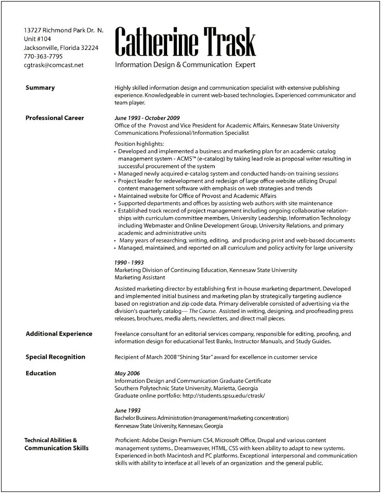 Period After Summary On A Resume