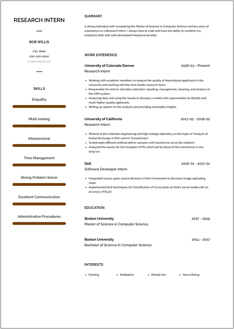 Personal Assistant Intern Resume Examples