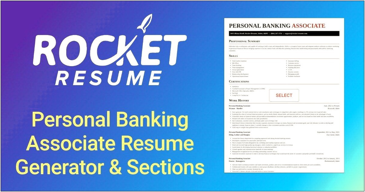 Personal Banking Associate Resume Sample