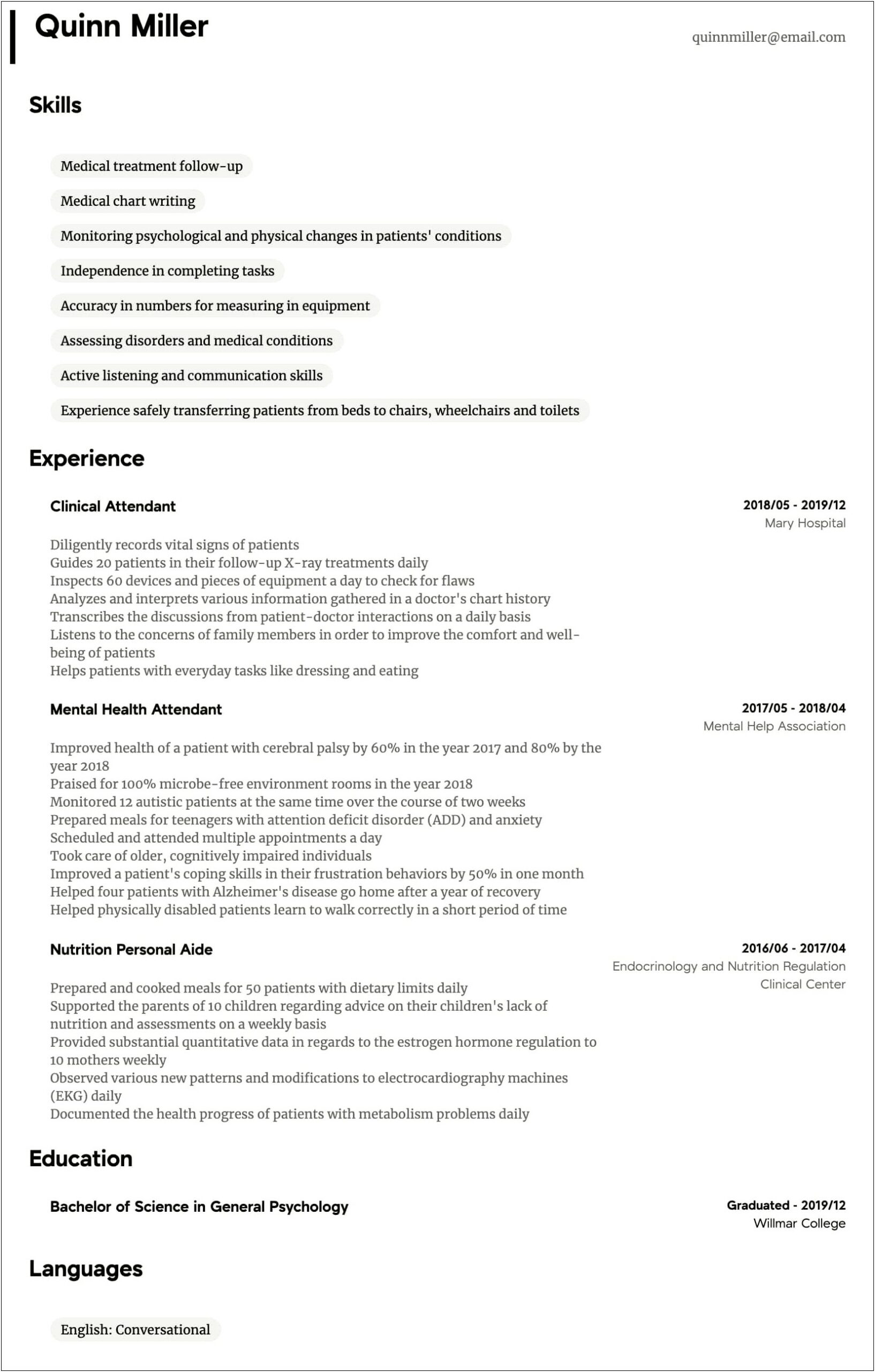 Personal Family Assistant Resume Examples