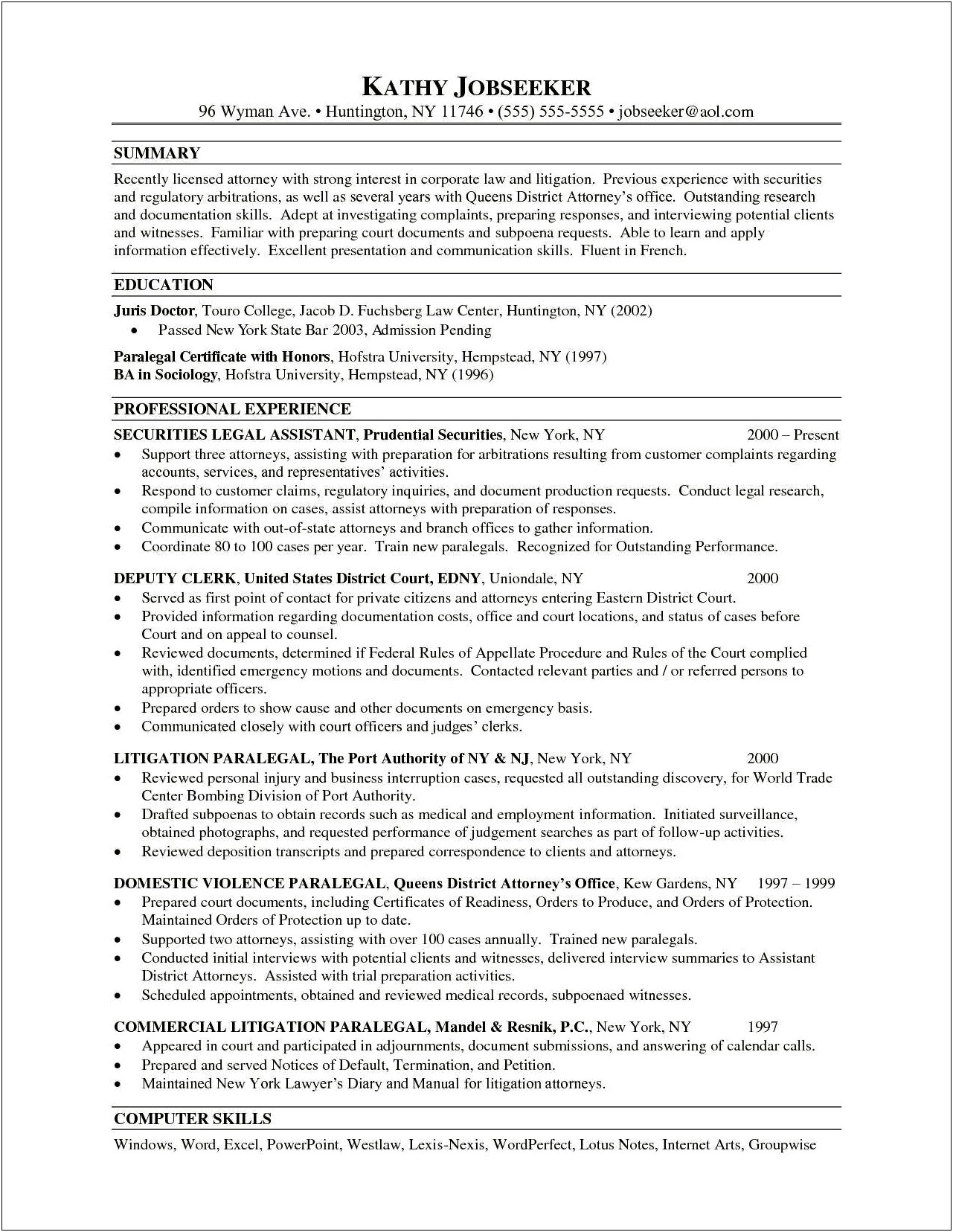 Personal Injury Paralegal Resume Examples