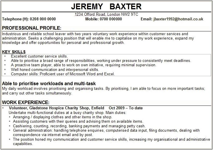 Personal Statement For Resume For A Job Example