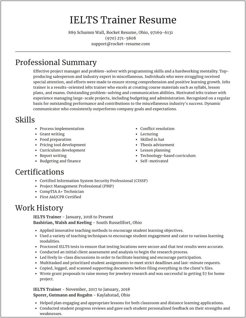 Personal Trainer Resume No Experience Example