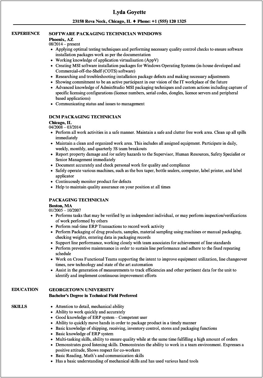 Pharmaceutical Manufacturing Technician Resume Samples