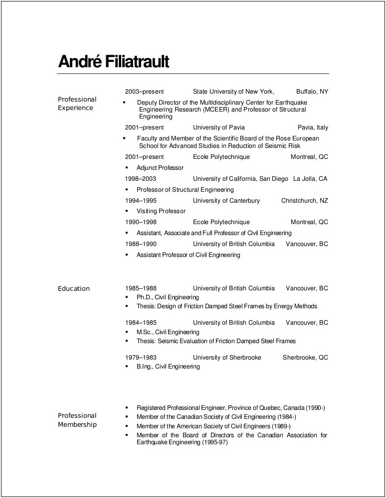 Phd Engineering Resume Example Thesis Sectiion