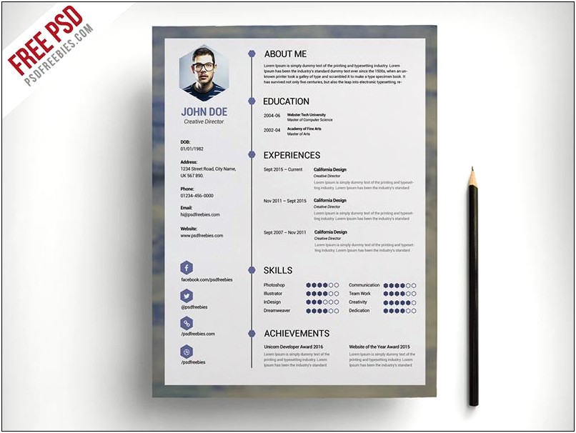 Photoshop Call Center Resume Template Free Psd Download