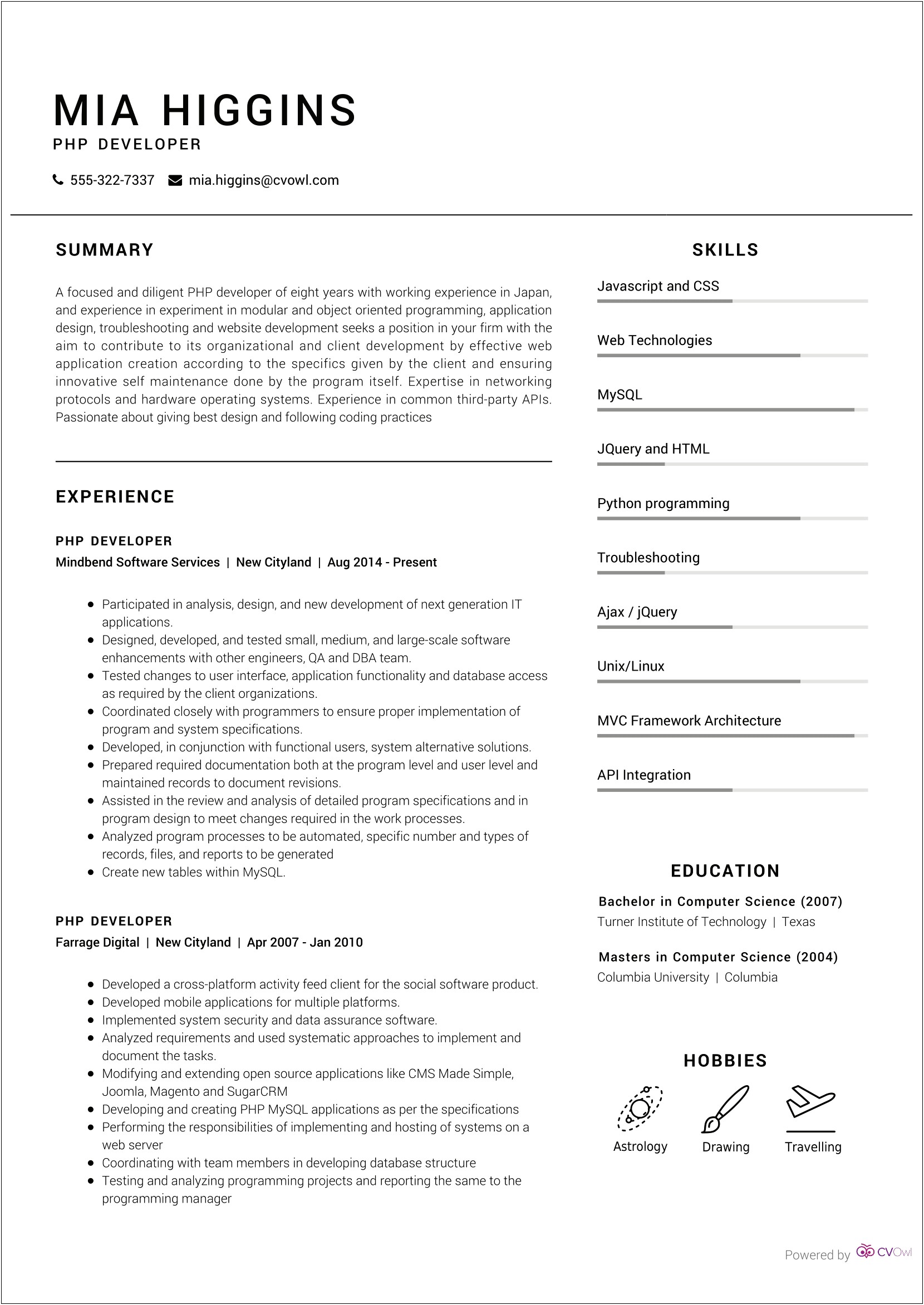Php 1 Year Experience Resume Free Download