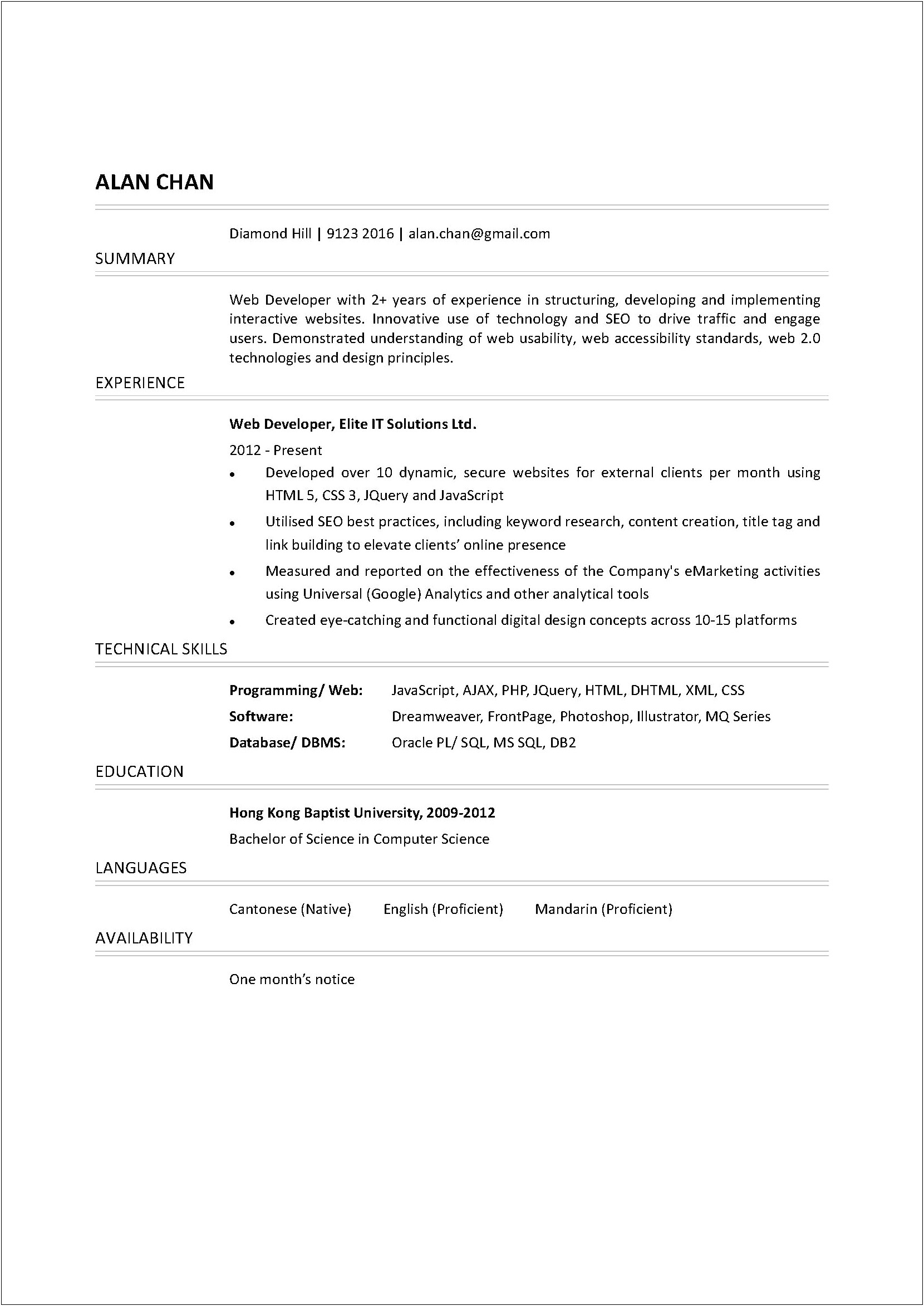 Php Developer Resume For 5 Year Experience Download