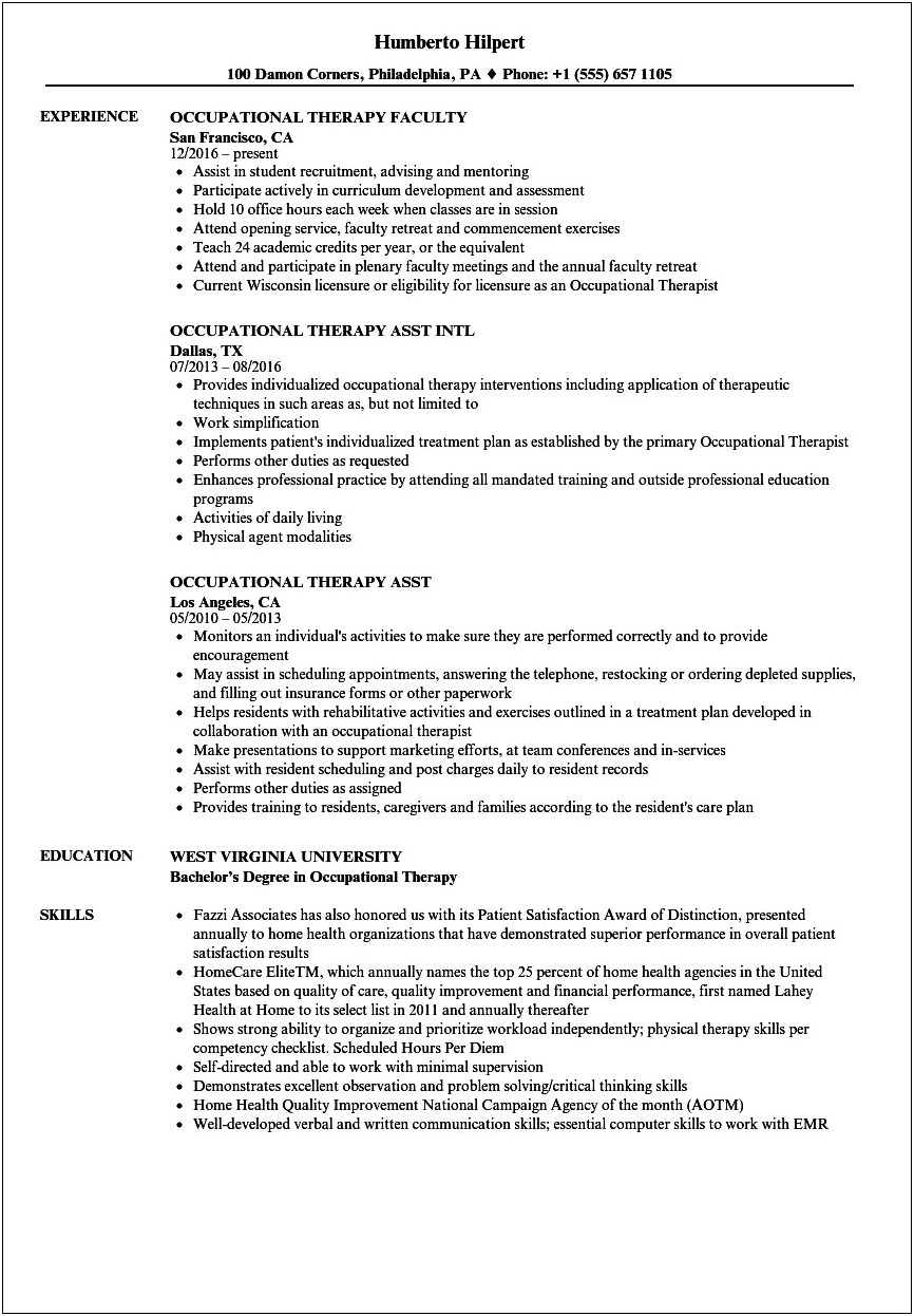 Physical Therapy Internship Resume Objectives
