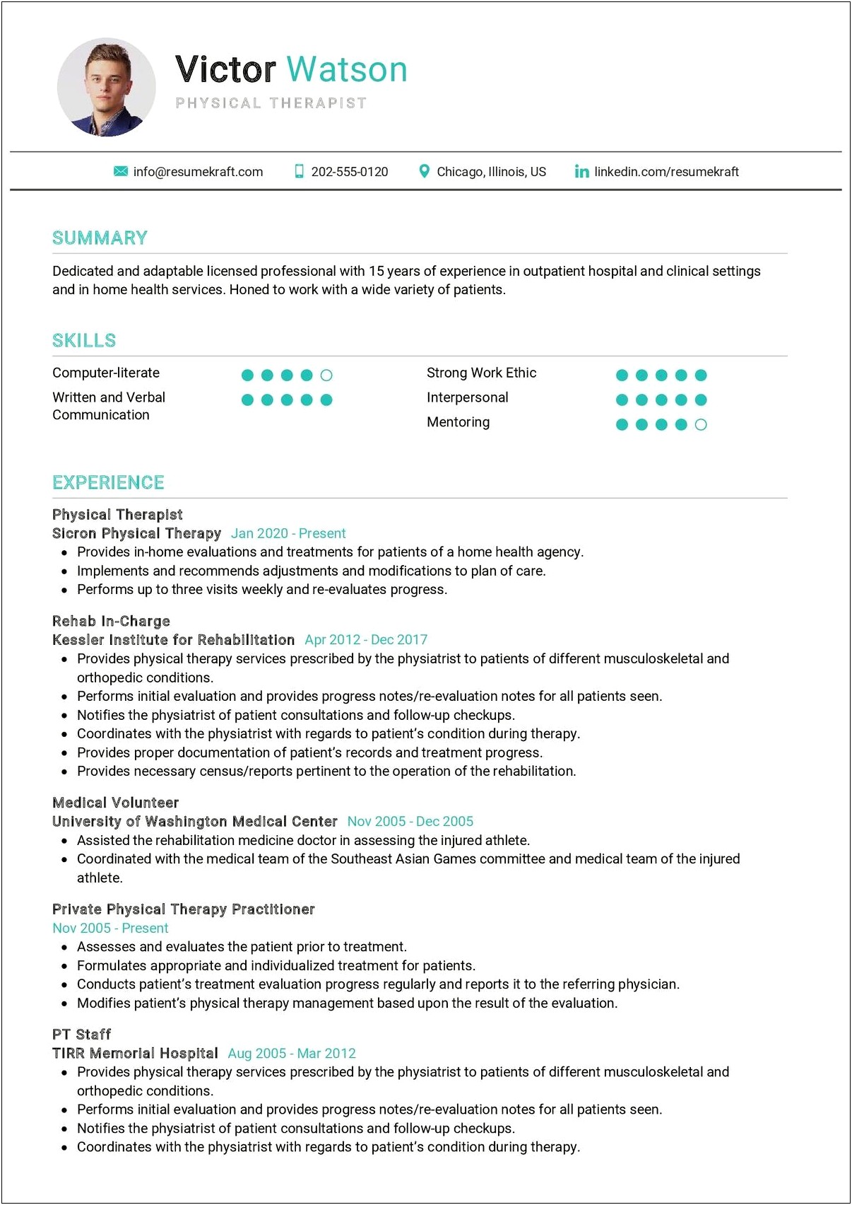 Physical Therapy Volunteer Resume Examples