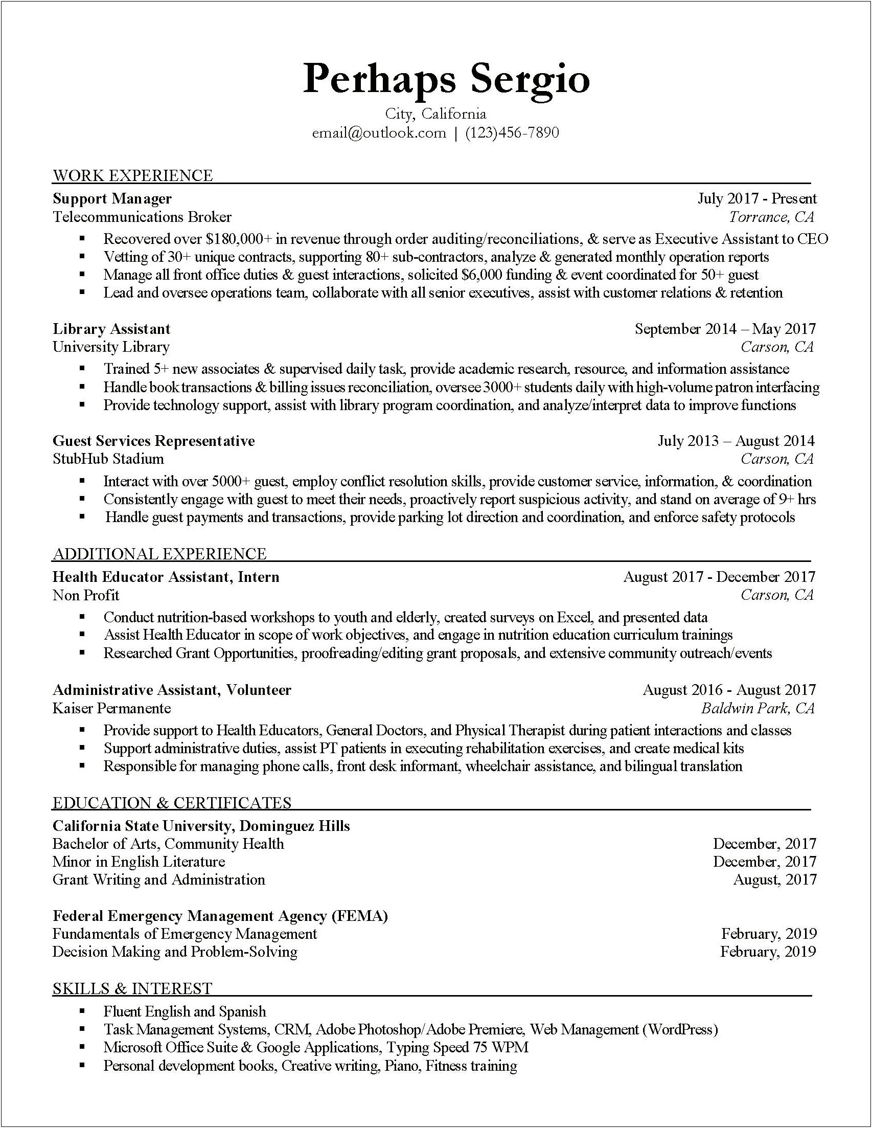Physiotherapist Assistant Resume For Admin Job