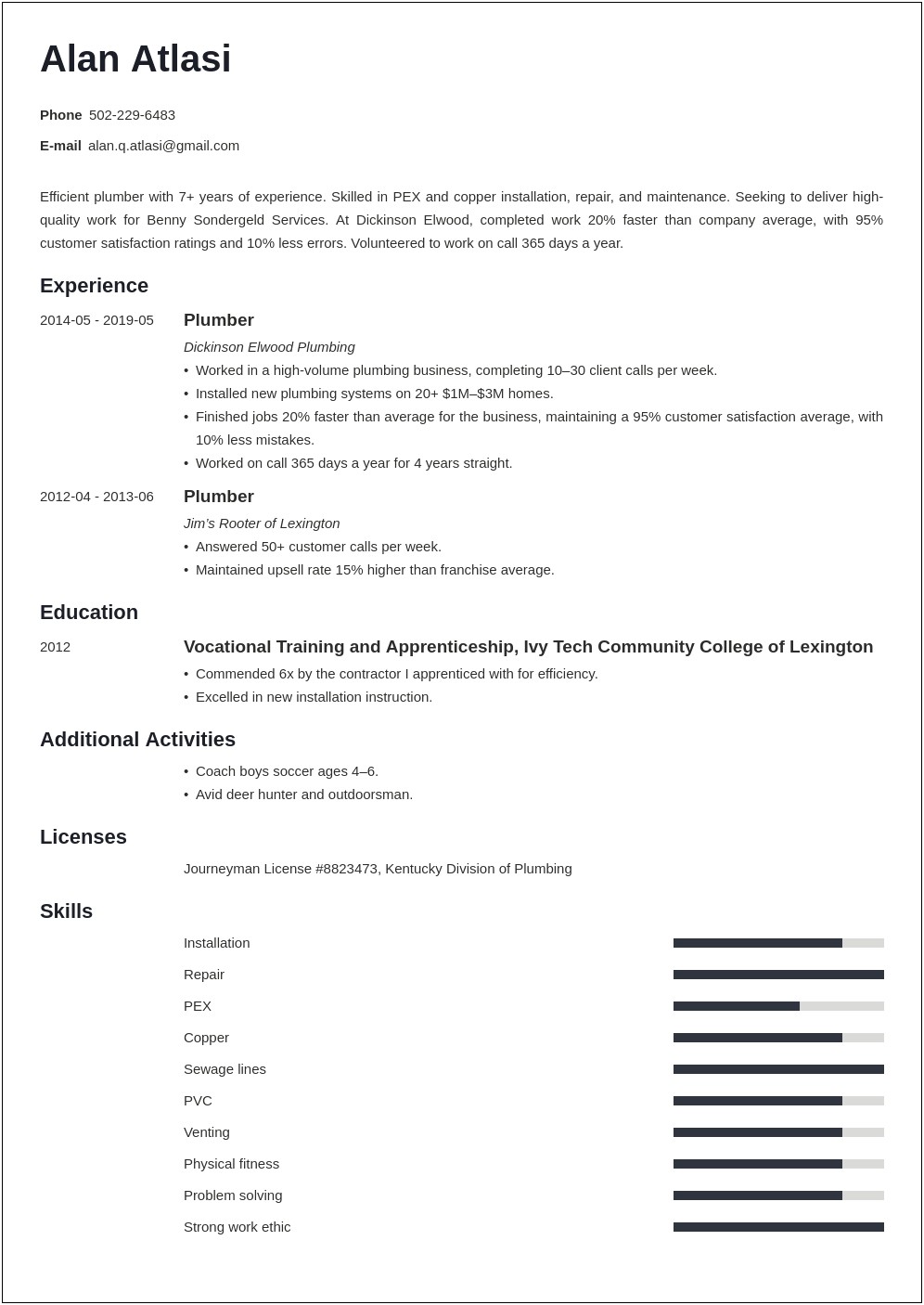 Pipefitter Resume Skills And Competencies