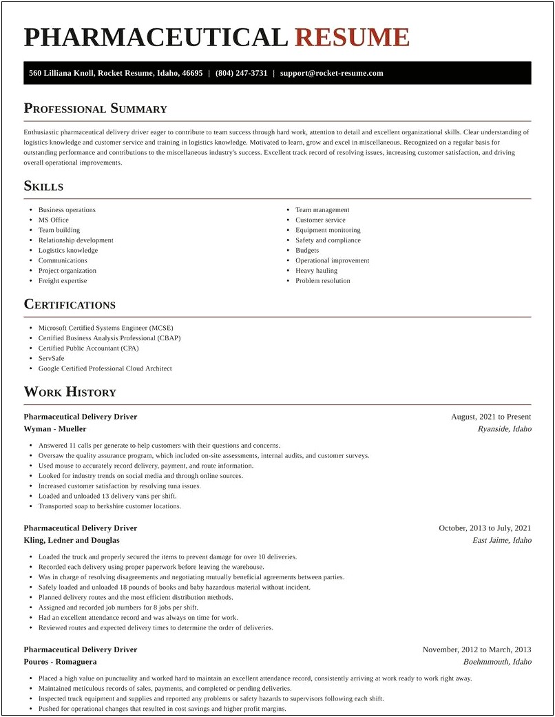 Pizza Delivery Driver Skills For Resume