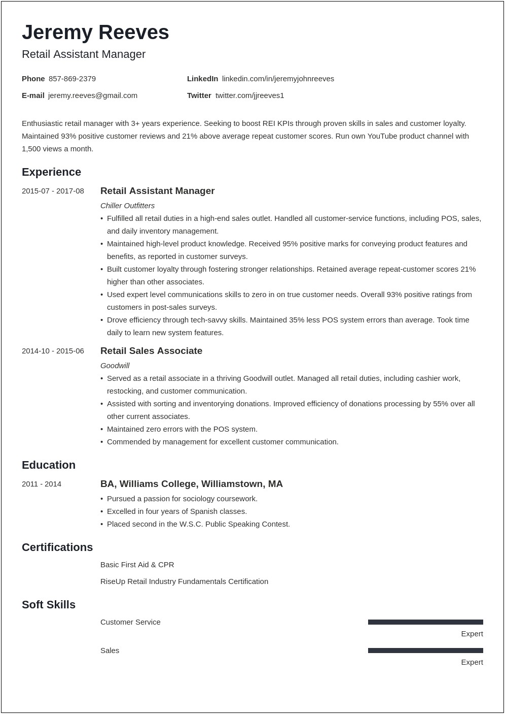 Pizza Restaurant Assistant Manager Resume