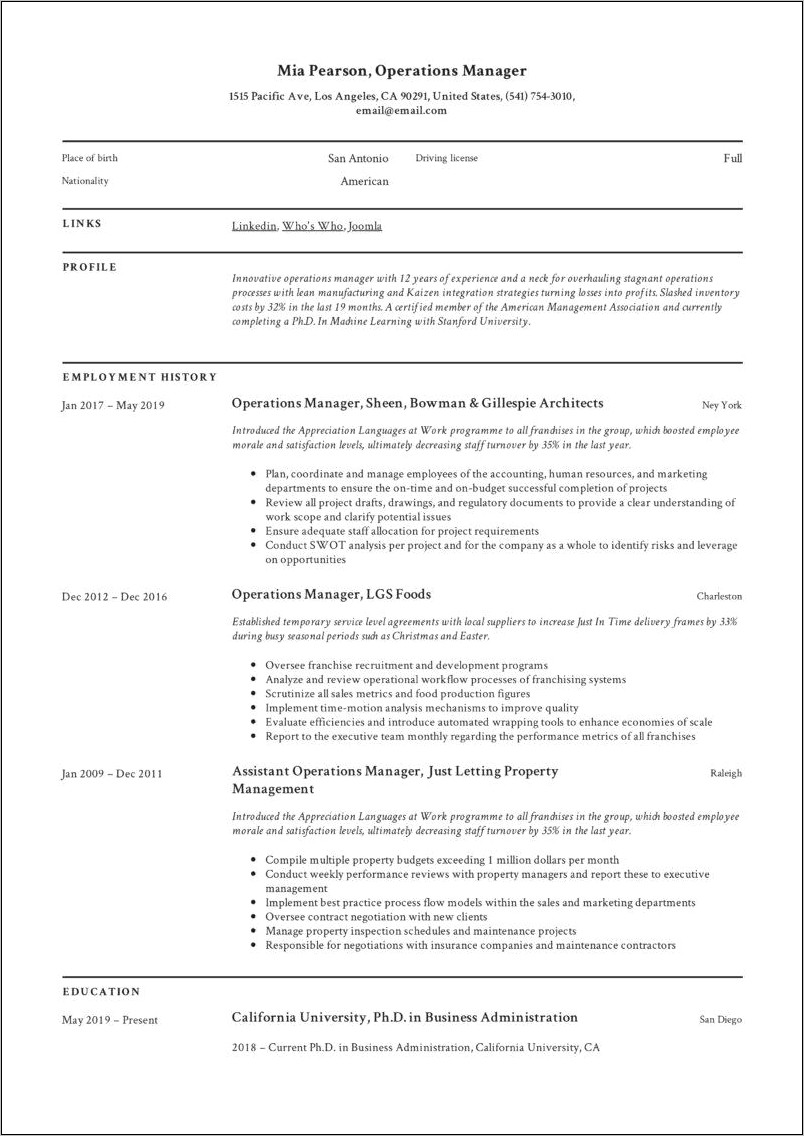 Plant Manager Resume Examples 2016
