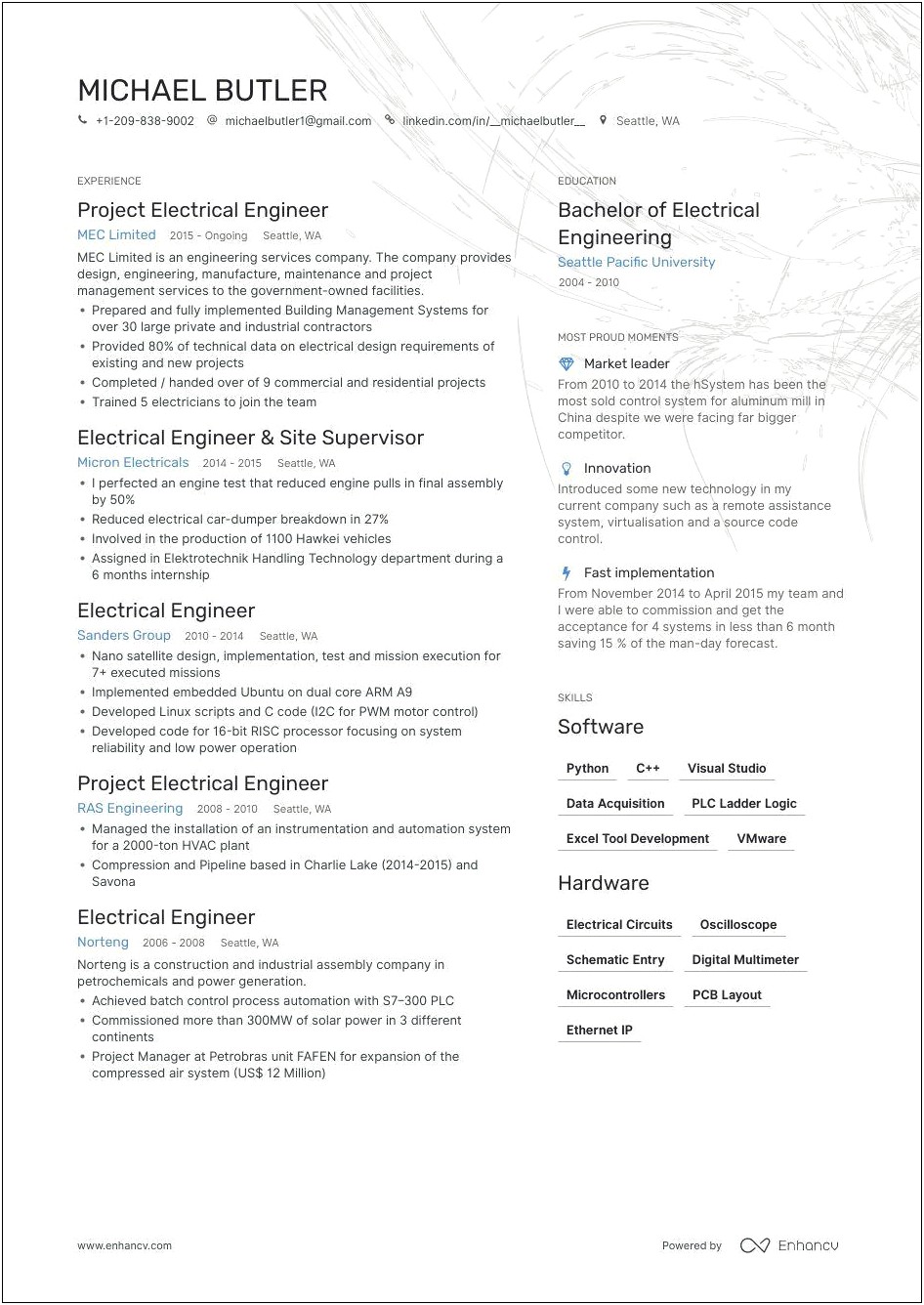 Plc Automation Engineer Sample Resume