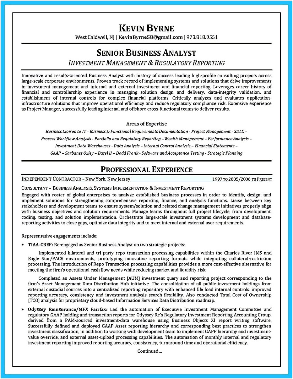 Pnc Experience In Business Analyst Resume