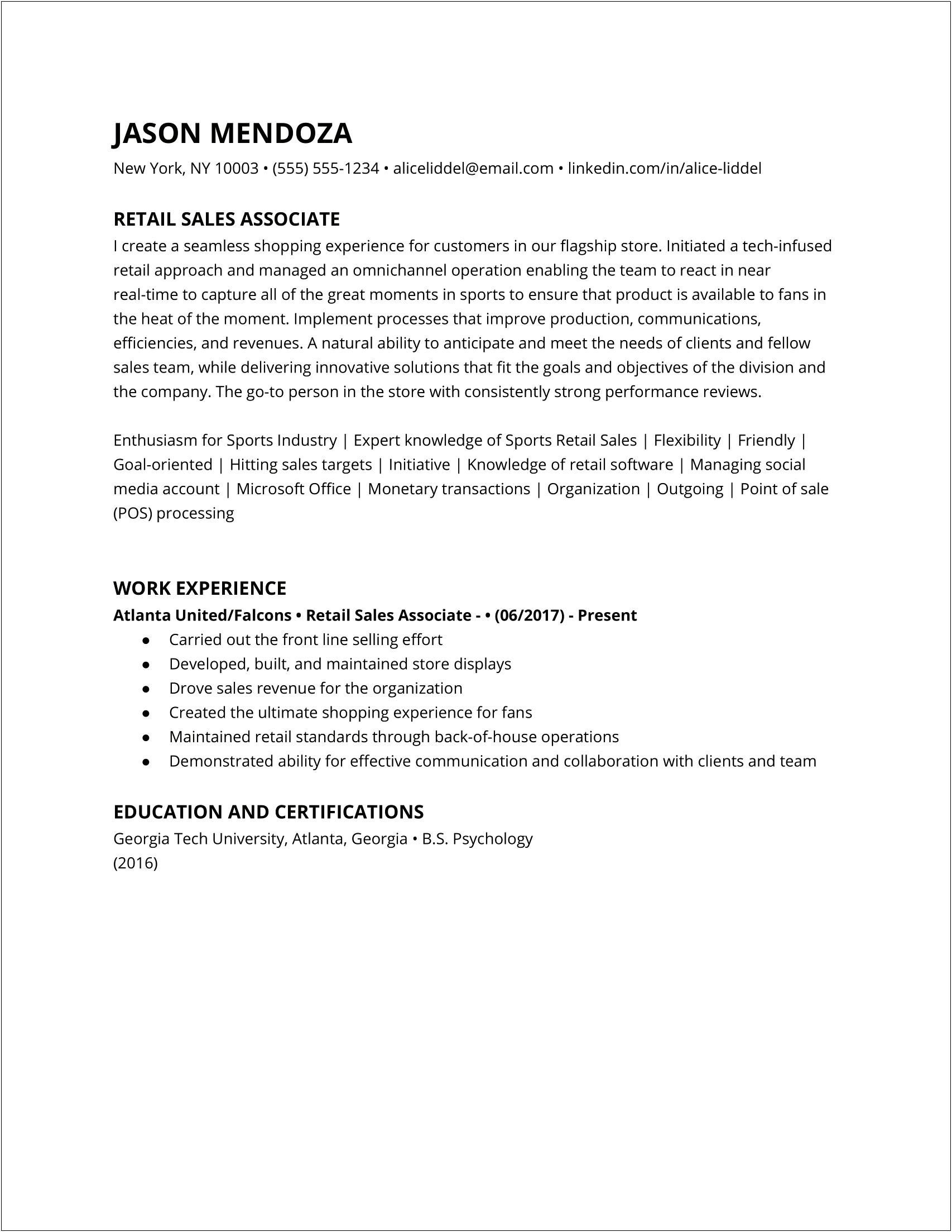 Point Of Sale Resume Samples