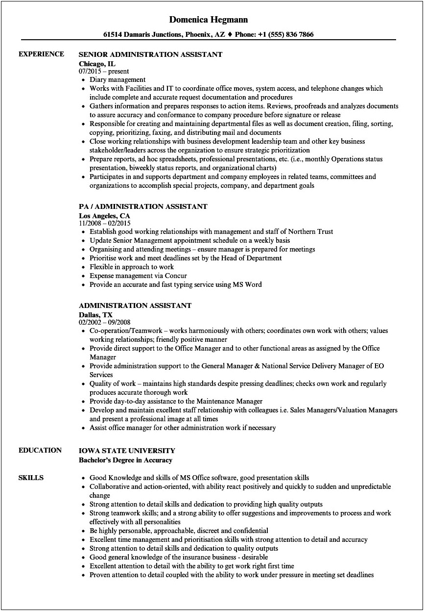 Police Officer Resume No Experience Administrative Skills