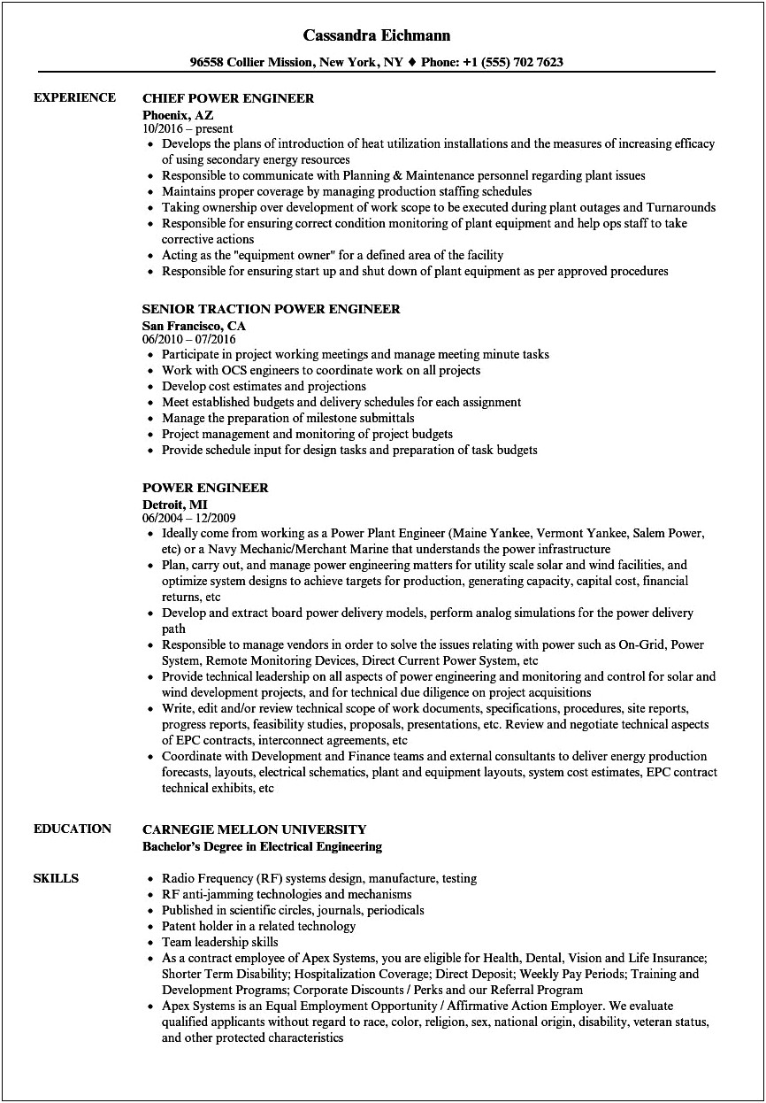 Power Statement Examples For Resumes