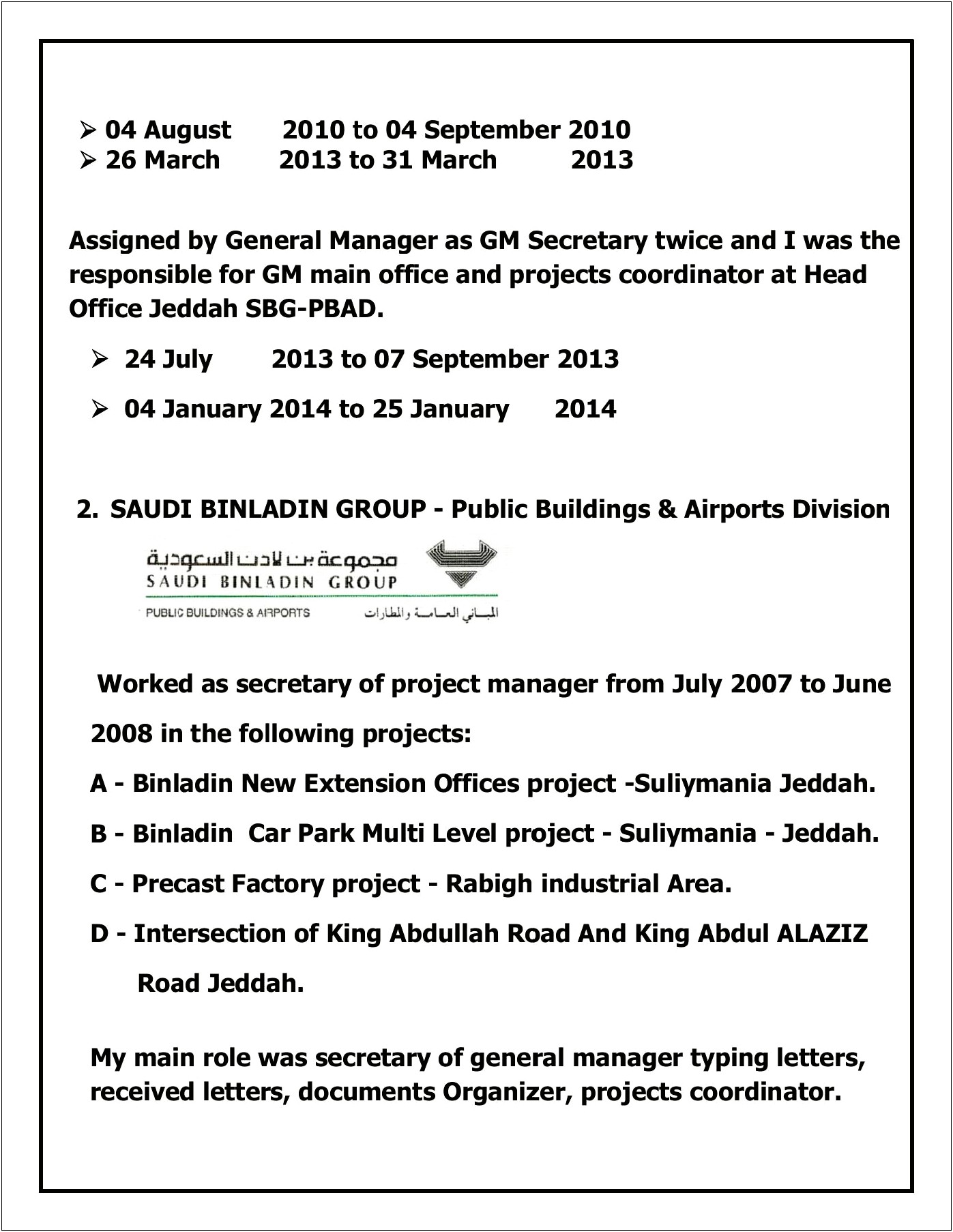 Precast Project Manager Example Resume
