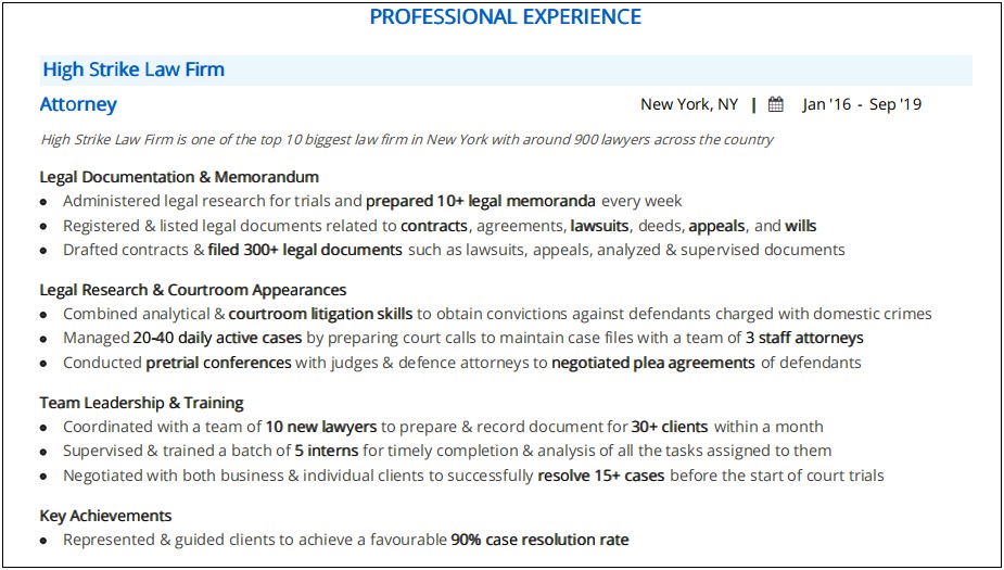 Preeminent Litigation Attorney Resume Samples