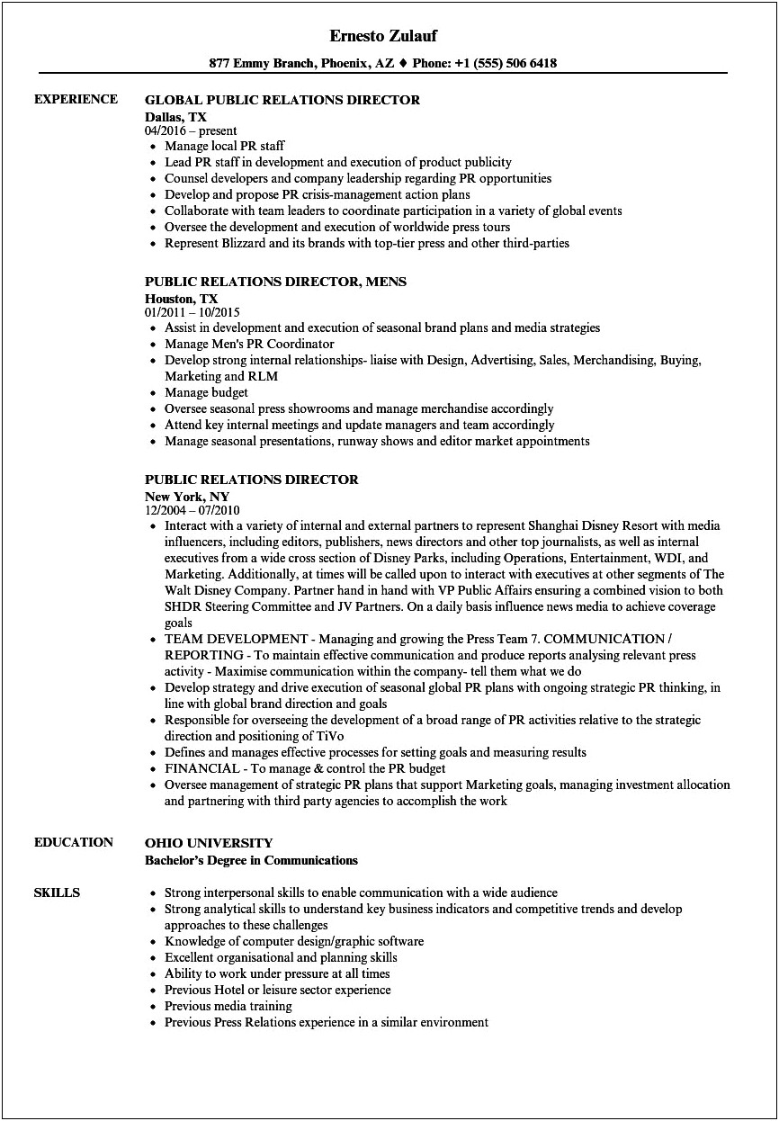 Press Media Assistant Job Description For Resume